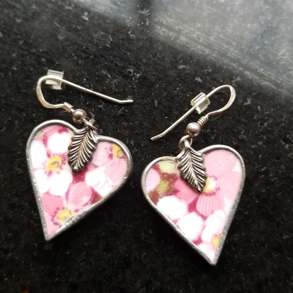 Pink heart earrings